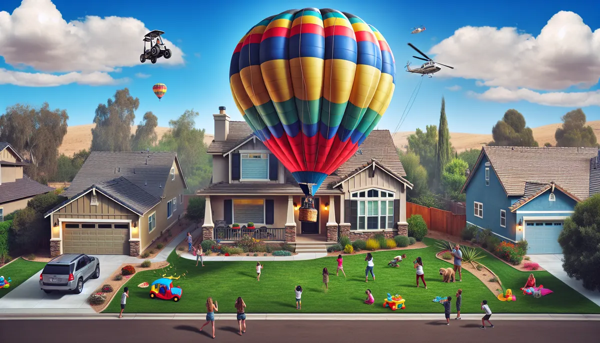 Heißluftballon landet im kalifornischen Vorgarten