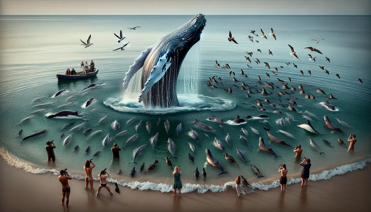 Ein Buckelwal befreit sich von einer Sandbank in der Ostsee