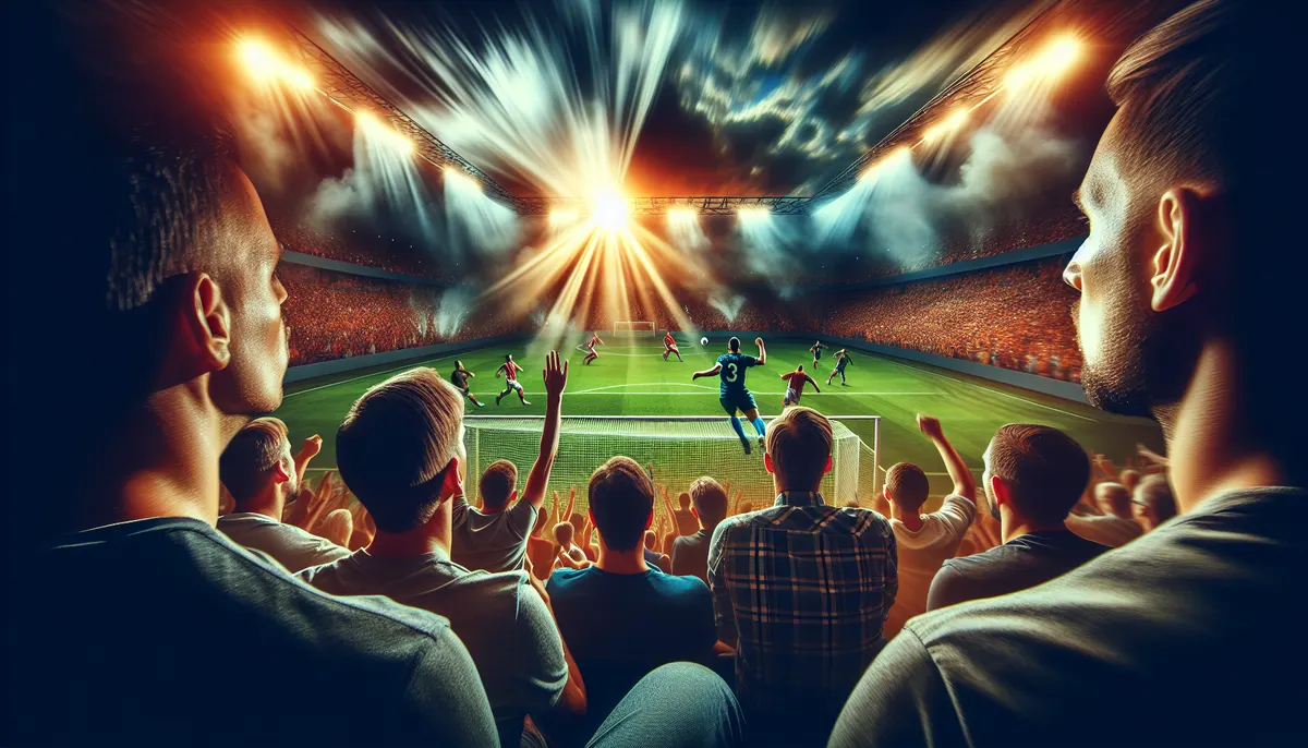 Spieler verlangsamt im Stadion, Zuschauer in Spannung eingefroren