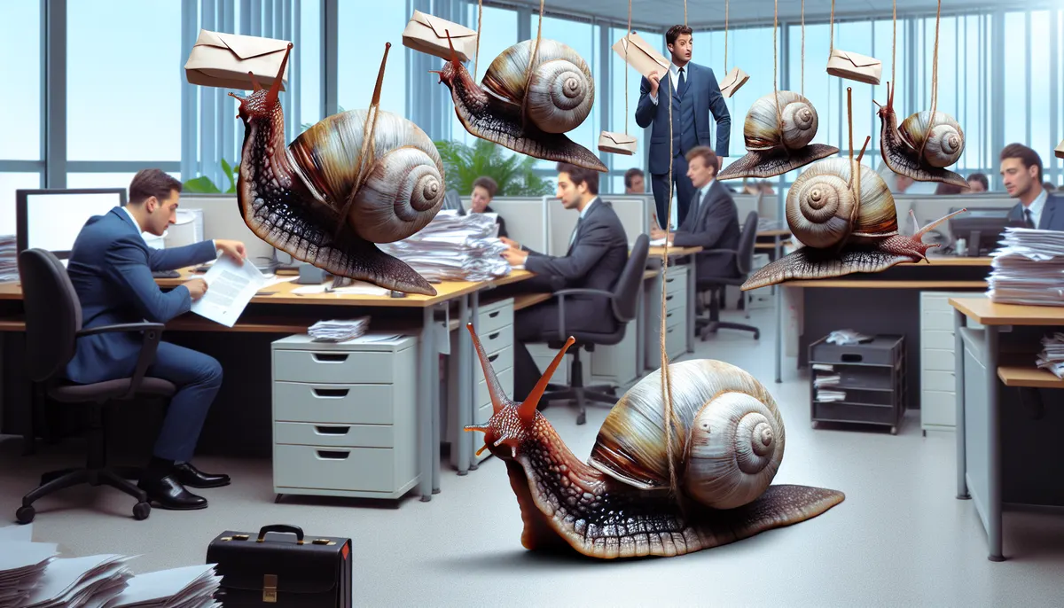 Schnecken tragen Briefe auf einer Straße