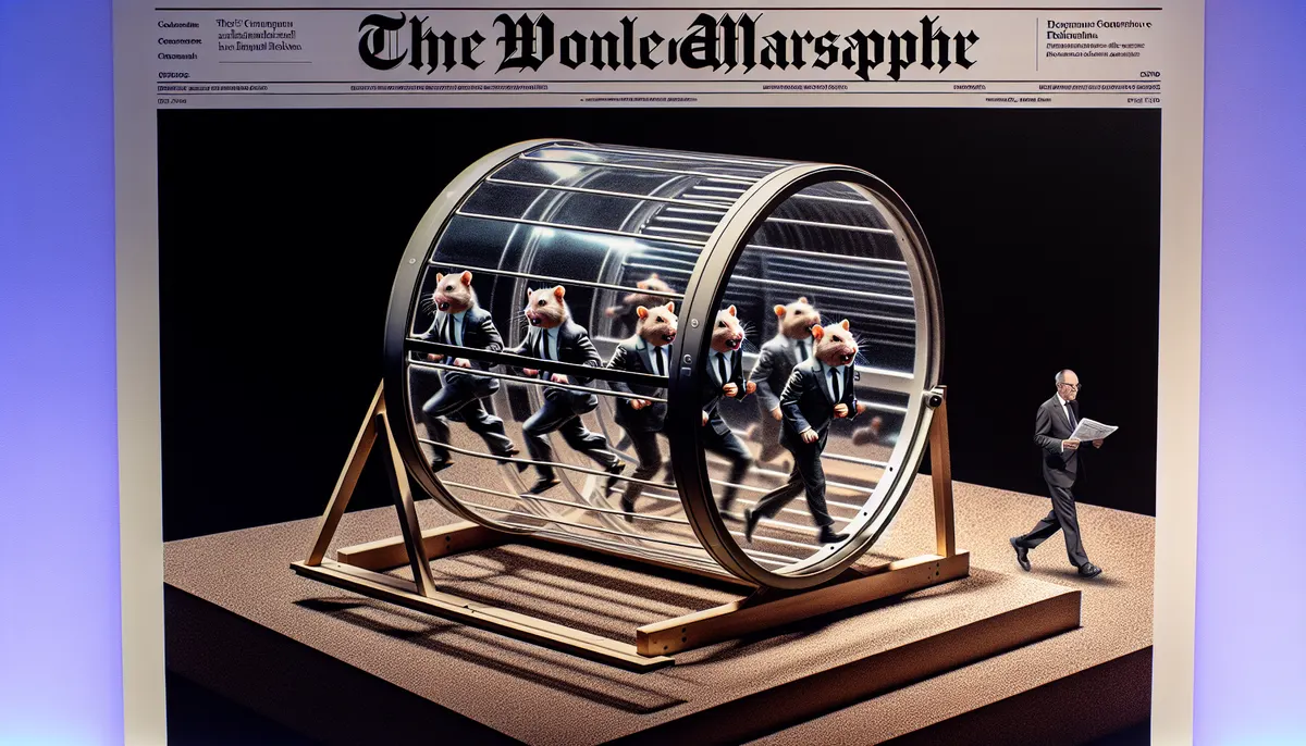 Digitale Hamsterräder auf einer symbolischen Konferenzbühne | Foto: tzn