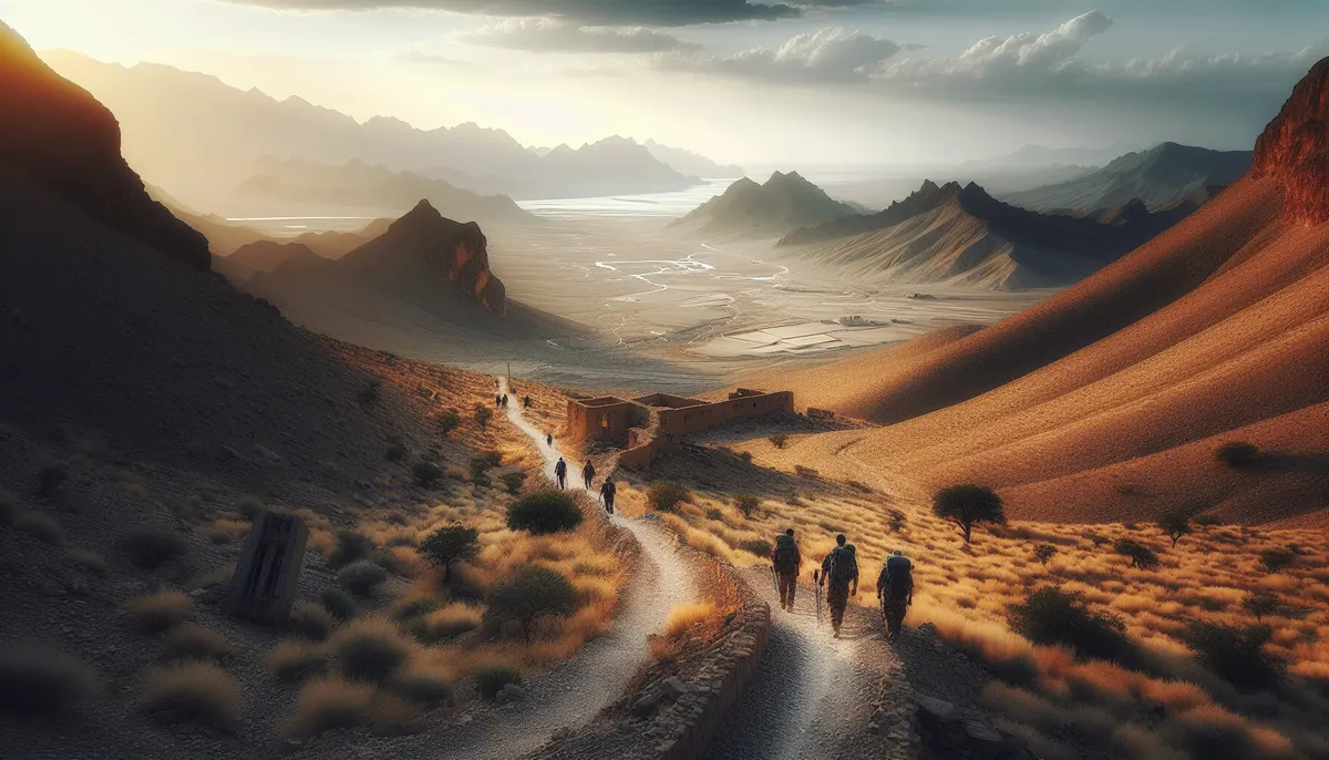 Wanderer auf der Stra&szlig;e von Hormus