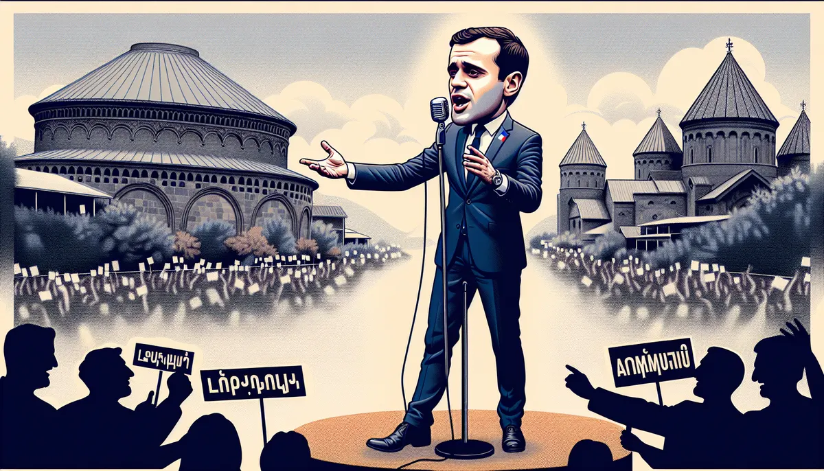 Macron singt auf einer Bühne