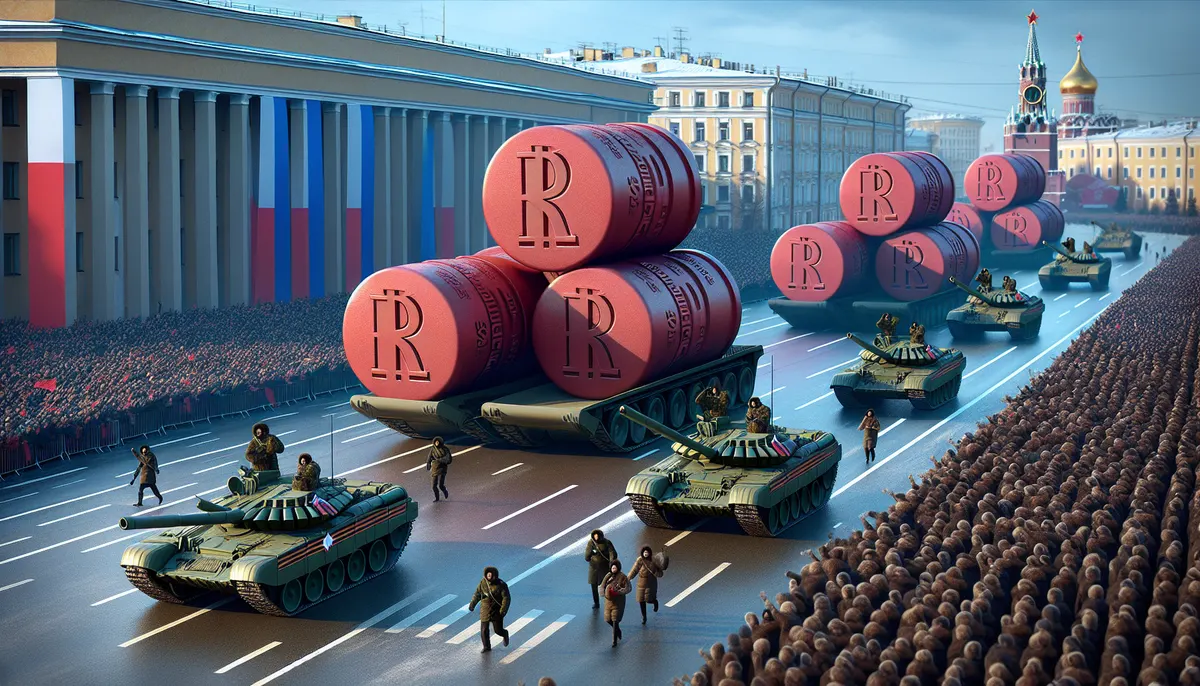 Der rollende Rubel auf einer Parade als Symbol für neue Sicherheitspolitik