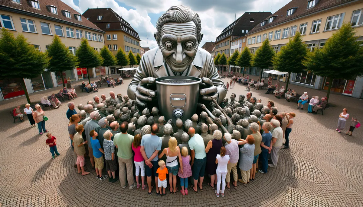 XXL-Thermomix-Skulptur auf Wemdings Marktplatz