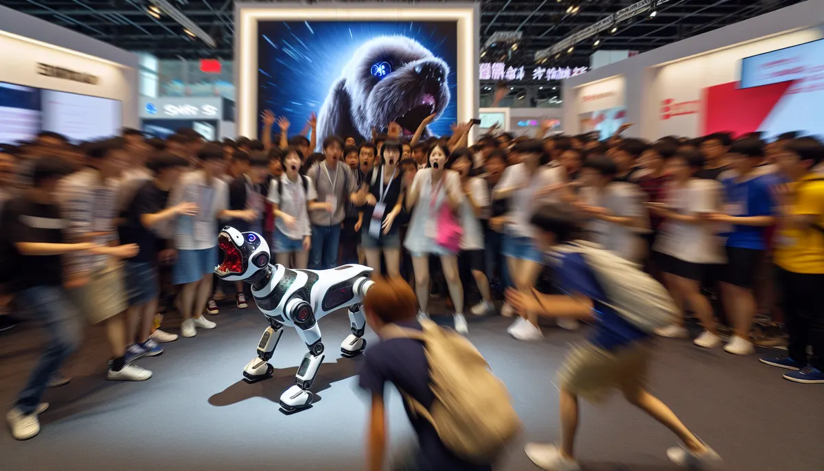 Roboterhund auf einer Technologieausstellung