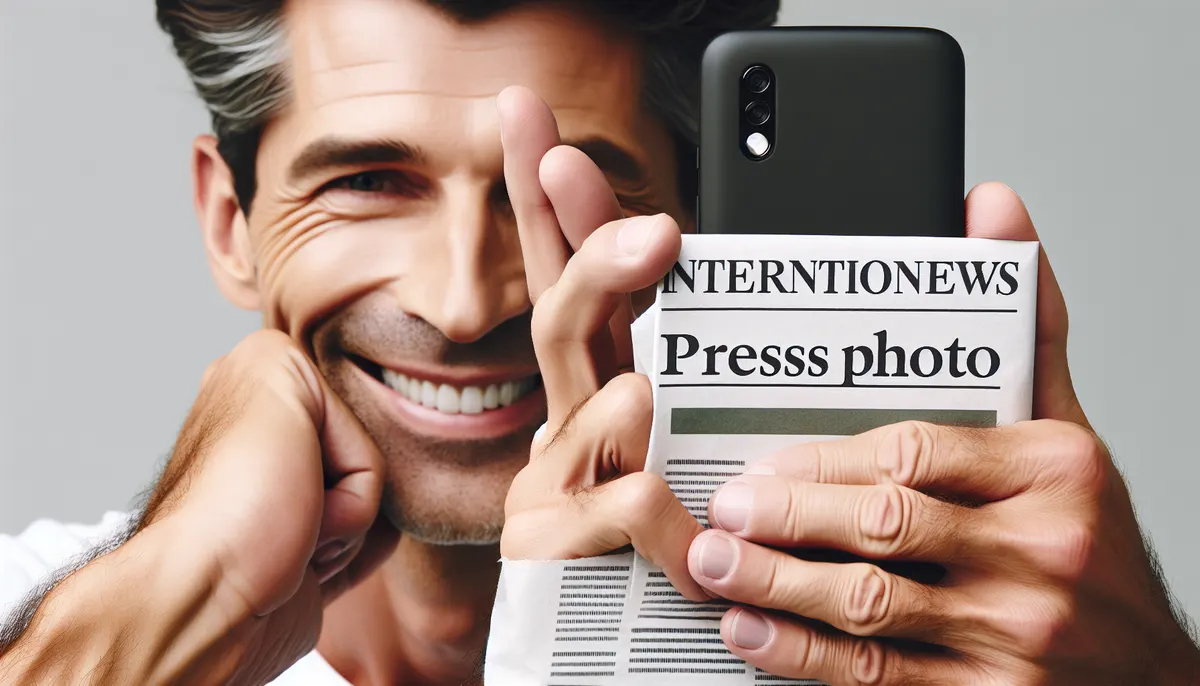 Markus Söder lächelnd mit einem Smartphone