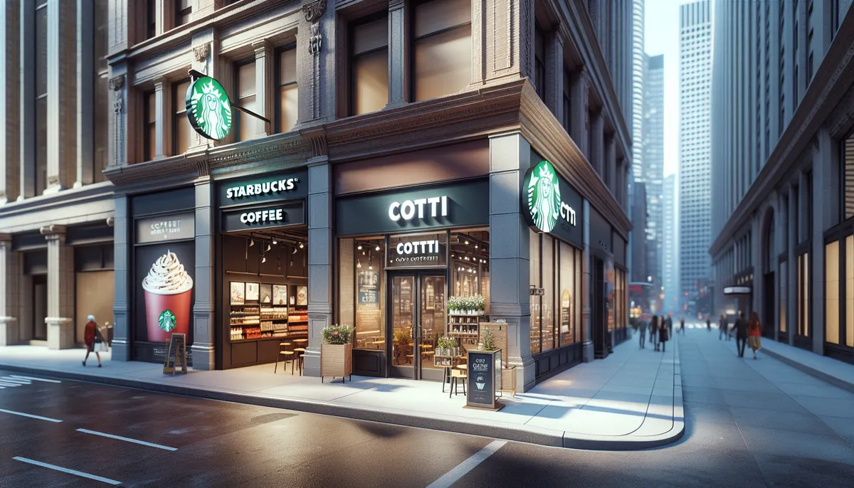 Cotti Coffee Filiale neben Starbucks in einer deutschen Stadt