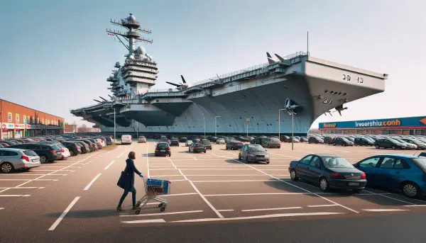US-Flugzeugträger auf einem Hamburger Parkplatz