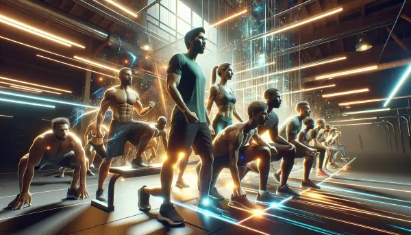 Sportler in einem Fitnessstudio bei hektischen Workouts