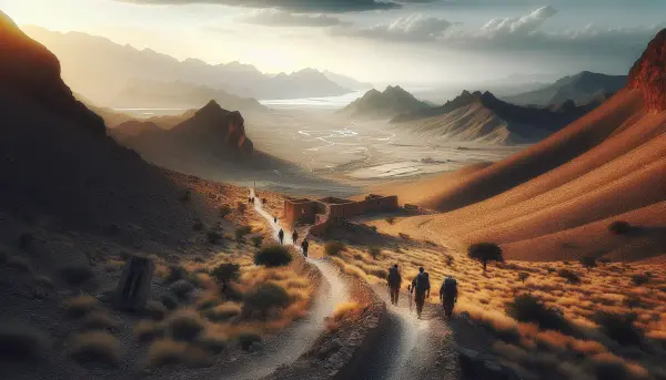 Wanderer auf der Stra&szlig;e von Hormus