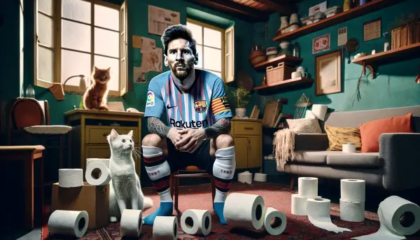 Lionel Messi beim Torjubel im Wohnzimmer