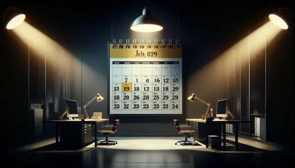 Wandkalender mit neu entdecktem Wochentag zwischen Mittwoch und Donnerstag, gelb markiert