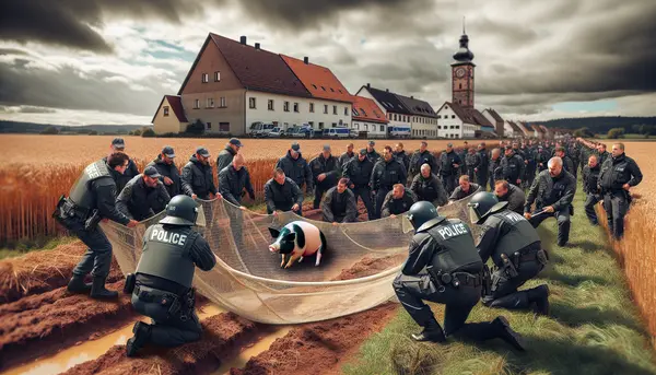 Polizeieinsatz mit Schwein